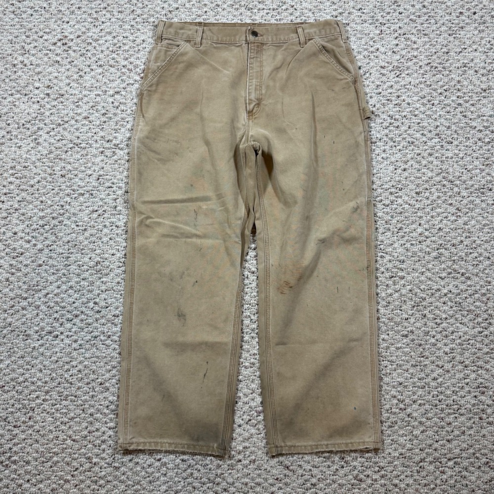 Carhartt B11 BRN Dungaree Fit Canvas Carpenter Pants Brown Mens 38x30 USA Made
